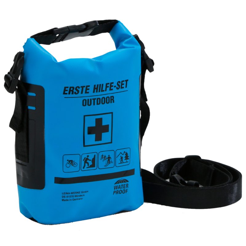 LEINA-WERKE kit de premiers secours Outdoor, bleu, étanche, 165×65×245 mm